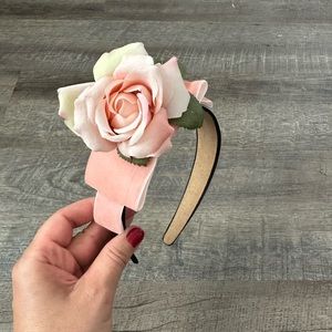 Handmade Designer Fascinator Headband Floral Rose Velvet Pink Bow